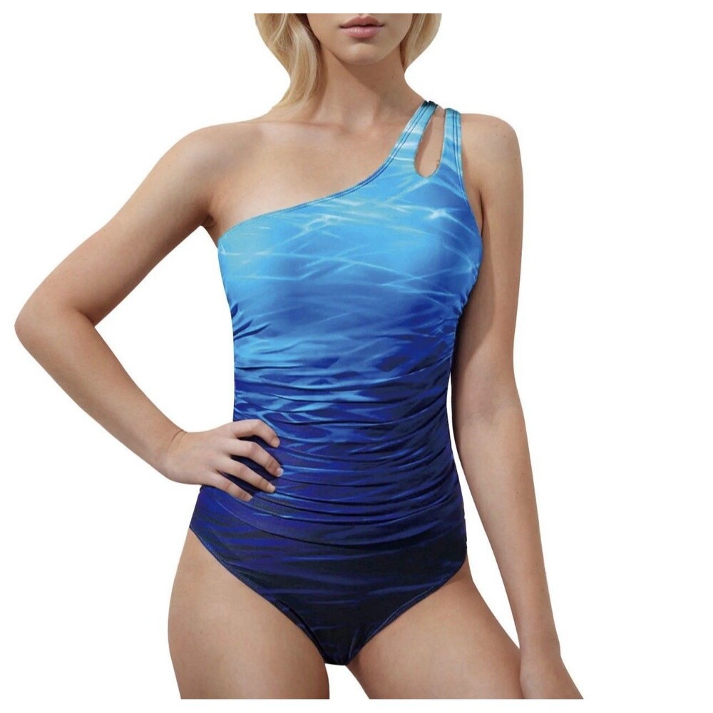 Assemetrical Blue Ocean Swimsuit One piece